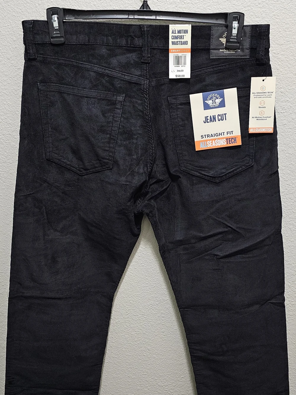 Dockers Men's Black Corduroy Straight-Leg Pants - Picture 2 of 2